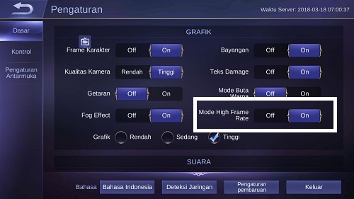 high frame rate mobile legends