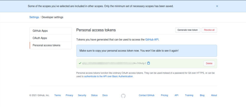 Setup Personal Access Token - pesonainformatika