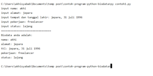 Contoh program python biodata - Pesona Informatika